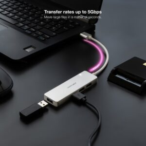 Nanocable Hub USB-A 3.0. a 4xUSB3.0, USB-A/M-USB 3.0/H, Aluminio, Color Plata, 18 cm Nanocable Hub USB-A 3.0. a 4xUSB3.0, USB-A/M-USB 3.0/H, Aluminio, Color Plata, 18 cm