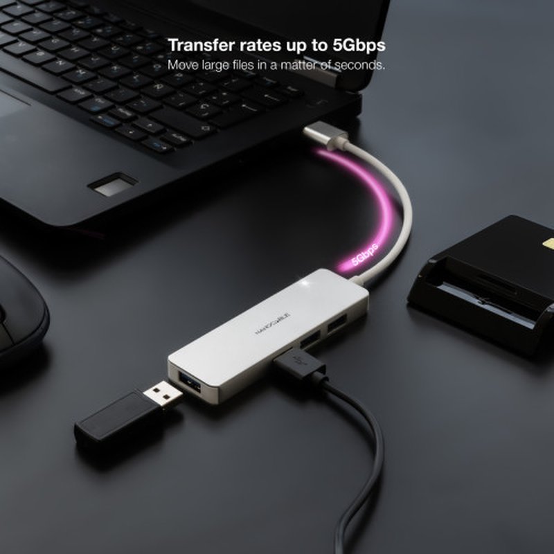 Nanocable Hub USB-A 3.0. a 4xUSB3.0, USB-A/M-USB 3.0/H, Aluminio, Color Plata, 18 cm Nanocable Hub USB-A 3.0. a 4xUSB3.0, USB-A/M-USB 3.0/H, Aluminio, Color Plata, 18 cm - Imagen 4