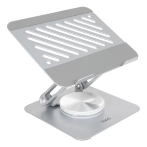 TooQ Soporte de Sobremesa con rotación 360° y ajustable para dispositivos de hasta 13”, Color Plata