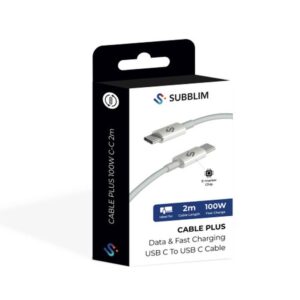 SUBBLIM CABLE PLUS 100W C-C 2m WHITE
