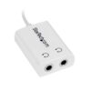 StarTech.com Cable Adaptador Splitter Blanco Delgado Mini Jack para Auriculares - Divisor Macho 3,5mm a 2x Hembra