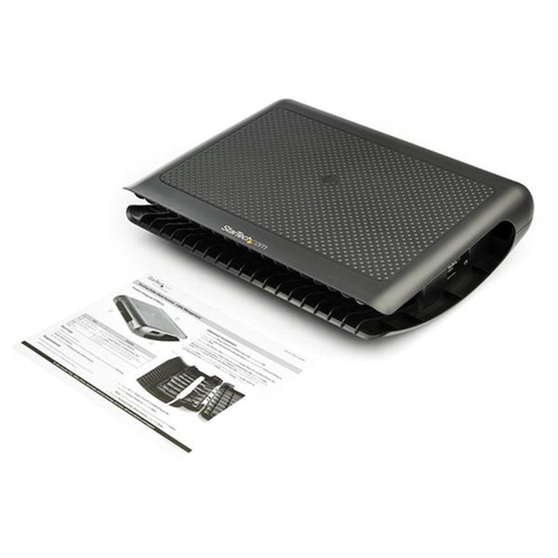 StarTech.com Reposapiés Ergonómico Basculante con Gestión de Cableado y Almacenamiento - Soporte de Piés para Debajo del Escritorio - Descansapiés Negro para Estación de Trabajo de Oficina - Antideslizante - Imagen 8