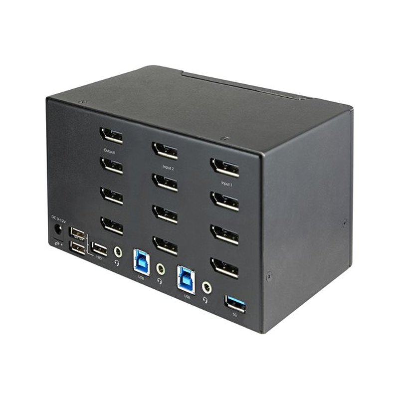 StarTech.com Switch Conmutador KVM de 2 Puertos DisplayPort 1.2 para 4 Monitores - DP HDR UHD 4K de 60Hz - Hub Ladrón de 2 Puertos USB 3.0 (5Gbps) - 4 Puertos USB 2.0 HID - Audio - Hotkeys - Imagen 3