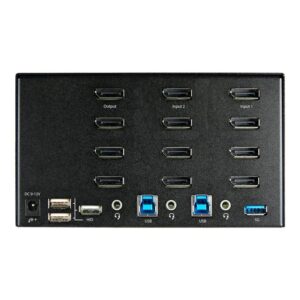 StarTech.com Switch Conmutador KVM de 2 Puertos DisplayPort 1.2 para 4 Monitores - DP HDR UHD 4K de 60Hz - Hub Ladrón de 2 Puertos USB 3.0 (5Gbps) - 4 Puertos USB 2.0 HID - Audio - Hotkeys