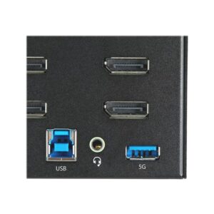 StarTech.com Switch Conmutador KVM de 2 Puertos DisplayPort 1.2 para 4 Monitores - DP HDR UHD 4K de 60Hz - Hub Ladrón de 2 Puertos USB 3.0 (5Gbps) - 4 Puertos USB 2.0 HID - Audio - Hotkeys