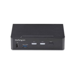 StarTech.com Switch KVM de 2 Puertos DisplayPort - 4K60Hz - HDCP 1.4 - DP 1.2 - Gestión EDID - Hub USB 3.0 de 2 Puertos - 4 Puertos HID USB - TAA