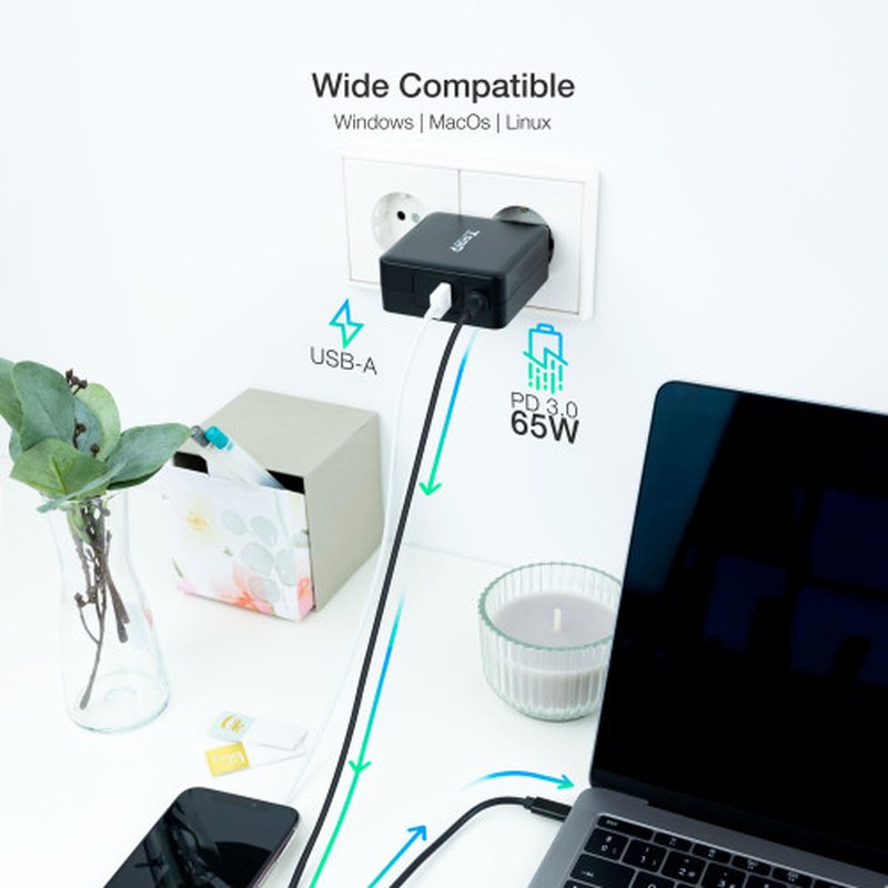 TooQ TQLC-USBC65PD adaptador e inversor de corriente Interior 65 W Negro TooQ TQLC-USBC65PD adaptador e inversor de corriente Interior 65 W Negro - Imagen 3