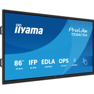 iiyama TE8615A-B1AG pantalla de señalización Panel plano interactivo 2,18 m (86") Wifi 550 cd / m² 4K Ultra HD Negro Pantalla táctil Procesador incorporado Android