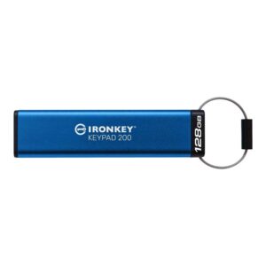 Kingston Technology IronKey Keypad 200 unidad flash USB 128 GB USB tipo A 3.2 Gen 1 (3.1 Gen 1) Azul