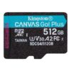 Kingston Technology 512 GB microSDXC Canvas Go Plus Gen4 200R A2 U3 Paquete individual sin ADP