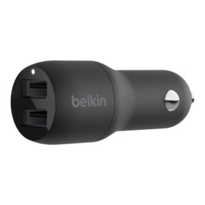 Belkin Dual Charger - Adaptador de corriente para el coche - 24 vatios - 4.8 A - 2 conectores de salida (USB) - negro