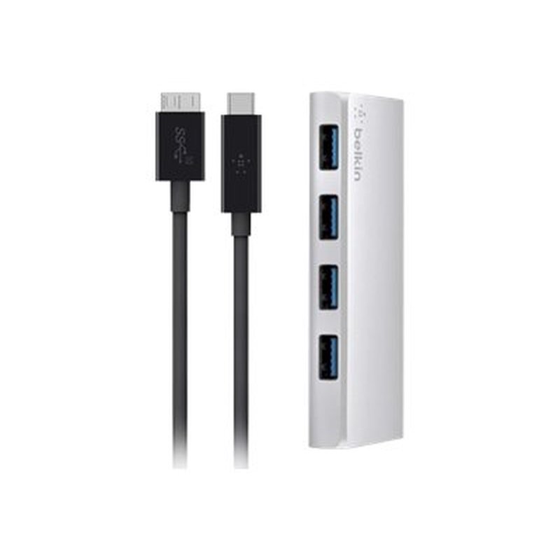 Belkin F4U088VF hub de interfaz USB 3.2 Gen 1 (3.1 Gen 1) Micro-B 5000 Mbit/s Plata
