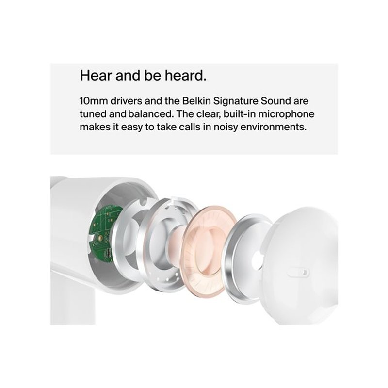 Belkin ROCKSTAR Auriculares Alámbrico Dentro de oído Llamadas/Música USB Tipo C Blanco - Imagen 5