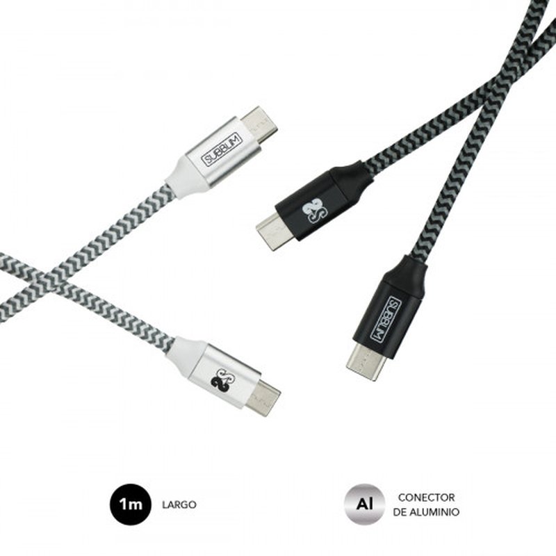 CABLE SUBBLIM 2X PREMIUM USB C TO USB C ALU BLACK/SILVER - Imagen 3