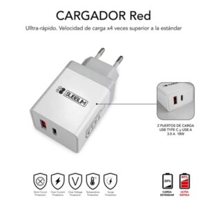 CARGADOR USB SUBBLIM 25W 3.1 A USB + USB-C WHITE PARA CASA + CABLE USB-C +ADAPTADOR USB-C A LIGHTNING CARGADOR USB SUBBLIM 25W 3.1 A USB + USB-C WHITE PARA CASA + CABLE USB-C +ADAPTADOR USB-C A LIGHTNING