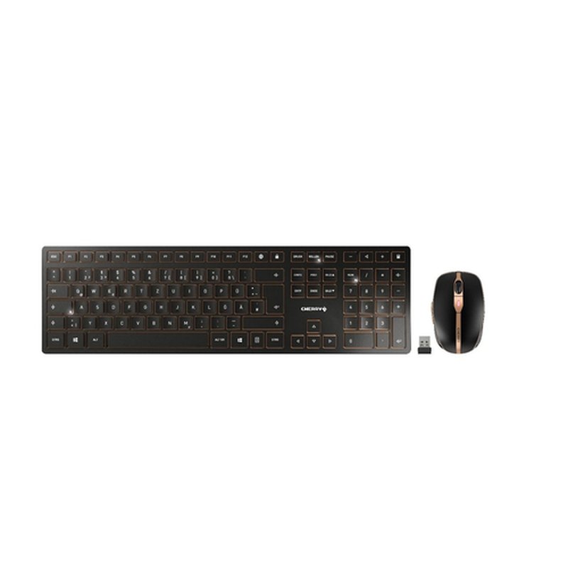 CHERRY DW 9000 SLIM teclado Ratón incluido RF Wireless + Bluetooth Checa, Eslovaco Negro, Bronce CHERRY DW 9000 SLIM teclado Ratón incluido RF Wireless + Bluetooth Checa, Eslovaco Negro, Bronce
