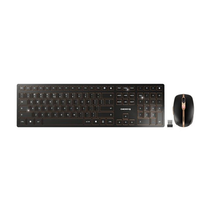 CHERRY DW 9100 SLIM teclado Ratón incluido RF Wireless + Bluetooth QWERTY Inglés de EE. UU. Negro
