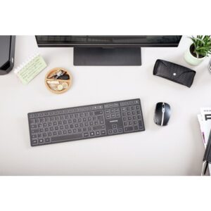 CHERRY KW 9100 SLIM teclado RF Wireless + Bluetooth AZERTY Francés Negro