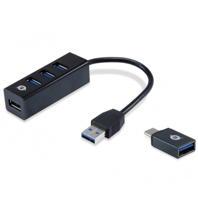 Conceptronic HUBBIES04B hub de interfaz USB 3.2 Gen 1 (3.1 Gen 1) Type-A 5000 Mbit/s Negro Conceptronic HUBBIES04B hub de interfaz USB 3.2 Gen 1 (3.1 Gen 1) Type-A 5000 Mbit/s Negro