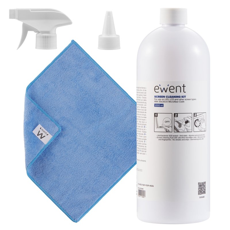Ewent EW5680 kit de limpieza para computadora Pantallas / Plásticos, Universal Kit de limpieza para equipos 1000 ml Ewent EW5680 kit de limpieza para computadora Pantallas / Plásticos, Universal Kit de limpieza para equipos 1000 ml