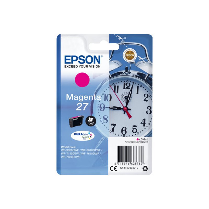 Epson Alarm clock Singlepack Magenta 27 DURABrite Ultra Ink