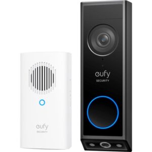 Eufy Security Video Doorbell E340, cámara doble con sistema de control de entregas, 2K Full HD y visión nocturna a color, por cable o con batería, timbre inalámbrico, almacenamiento local ampliable hasta 128 GB, sin cuotas mensuales