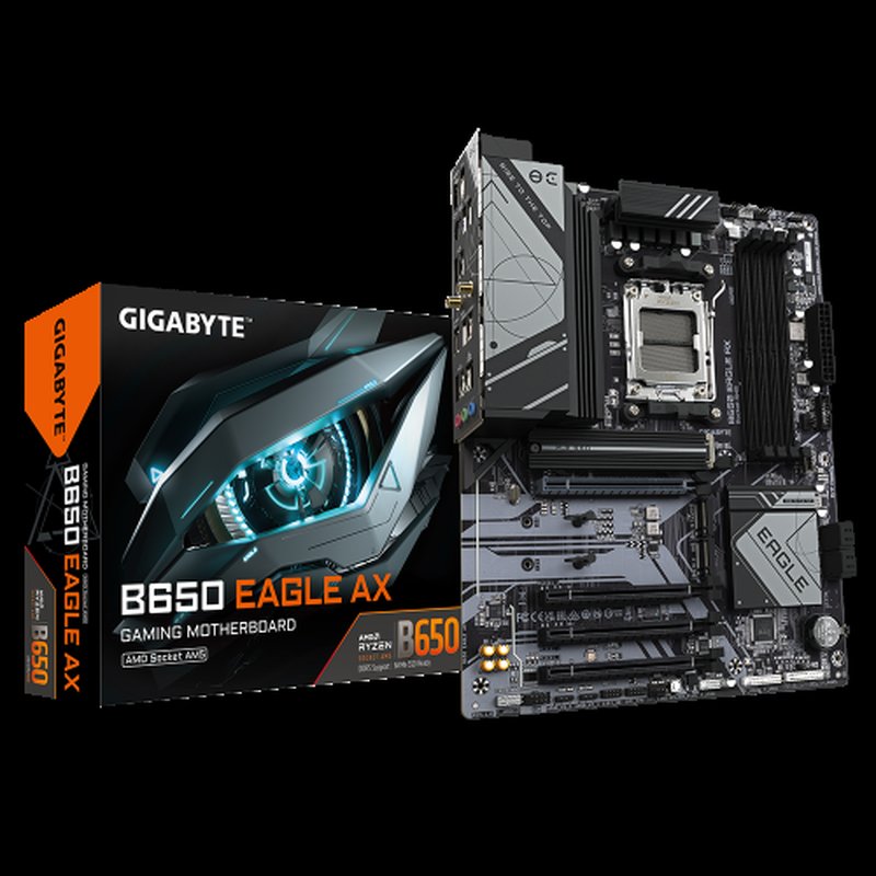 GIGABYTE B650 EAGLE AX Placa base - AMD Ryzen serie 9000, VRM de 12+2+2 fases, hasta 7600 MHz DDR5 (OC), 1xPCIe 5.0 + 2xPCIe 4.0 M.2, LAN GbE, WIFI 6E, USB 3.2 Gen 2