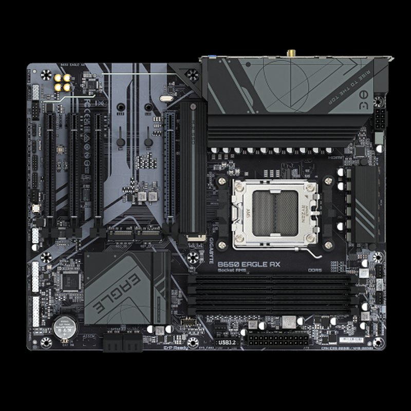 GIGABYTE B650 EAGLE AX Placa base - AMD Ryzen serie 9000, VRM de 12+2+2 fases, hasta 7600 MHz DDR5 (OC), 1xPCIe 5.0 + 2xPCIe 4.0 M.2, LAN GbE, WIFI 6E, USB 3.2 Gen 2 - Imagen 6