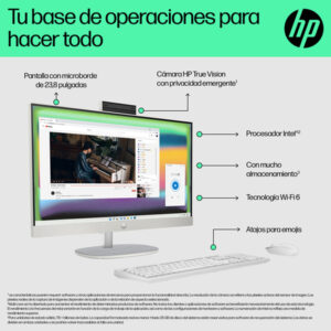 HP 24-cr0111ns Intel® Core™ i5 i5-1335U 60,5 cm (23.8") 1920 x 1080 Pixeles PC todo en uno 16 GB DDR4-SDRAM 512 GB SSD Windows 11 Home Wi-Fi 6 (802.11ax) Blanco