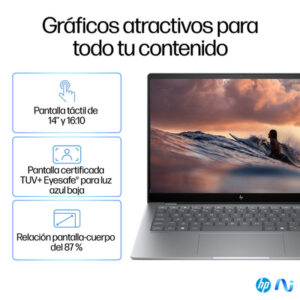 HP OmniBook X 14-fe0008ns Copilot+ PC Qualcomm Snapdragon X1E-78-100 Portátil 35,6 cm (14") Pantalla táctil 2.2K 16 GB LPDDR5x-SDRAM 1 TB SSD Wi-Fi 6E (802.11ax) Windows 11 Home Gris HP OmniBook X 14-fe0008ns Copilot+ PC Qualcomm Snapdragon X1E-78-100 Portátil 35,6 cm (14") Pantalla táctil 2.2K 16 GB LPDDR5x-SDRAM 1 TB SSD Wi-Fi 6E (802.11ax) Windows 11 Home Gris