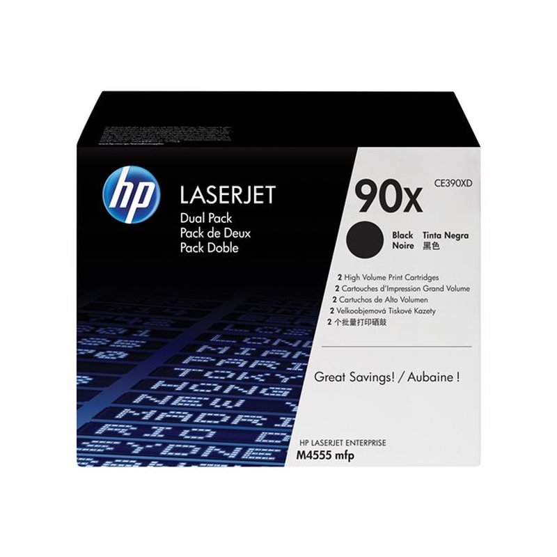 HP Pack de ahorro de 2 cartuchos de tóner original LaserJet 90X de alta capacidad negro