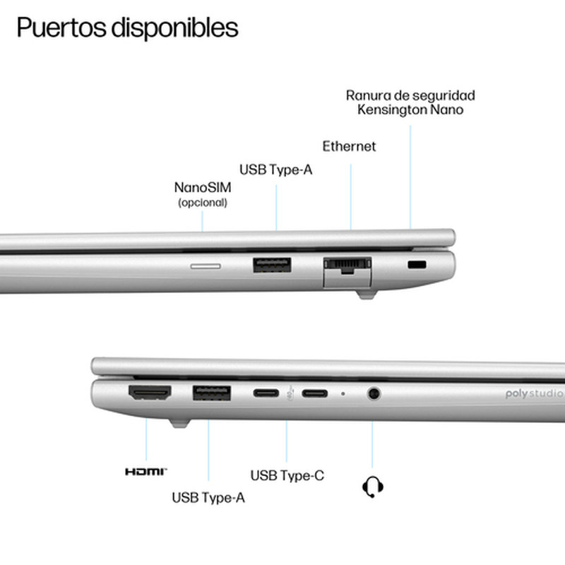 HP ProBook 4 G1q 14 inch Notebook Next Gen AI PC Wolf Pro Security Edition Copilot+ PC Qualcomm Snapdragon X1-26-100 35,6 cm (14") WUXGA 32 GB LPDDR5x-SDRAM Wi-Fi 6E (802.11ax) Windows 11 Pro - Imagen 4
