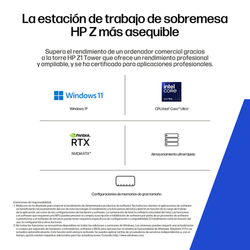 HP Z1 Tower G1i Desktop PC Wolf Pro Security Edition Intel Core Ultra 7 265 32 GB DDR5-SDRAM NVIDIA GeForce RTX 5060 Windows 11 Pro Torre AI Workstation, AI PC HP Z1 Tower G1i Desktop PC Wolf Pro Security Edition Intel Core Ultra 7 265 32 GB DDR5-SDRAM NVIDIA GeForce RTX 5060 Windows 11 Pro Torre AI Workstation, AI PC - Imagen 8