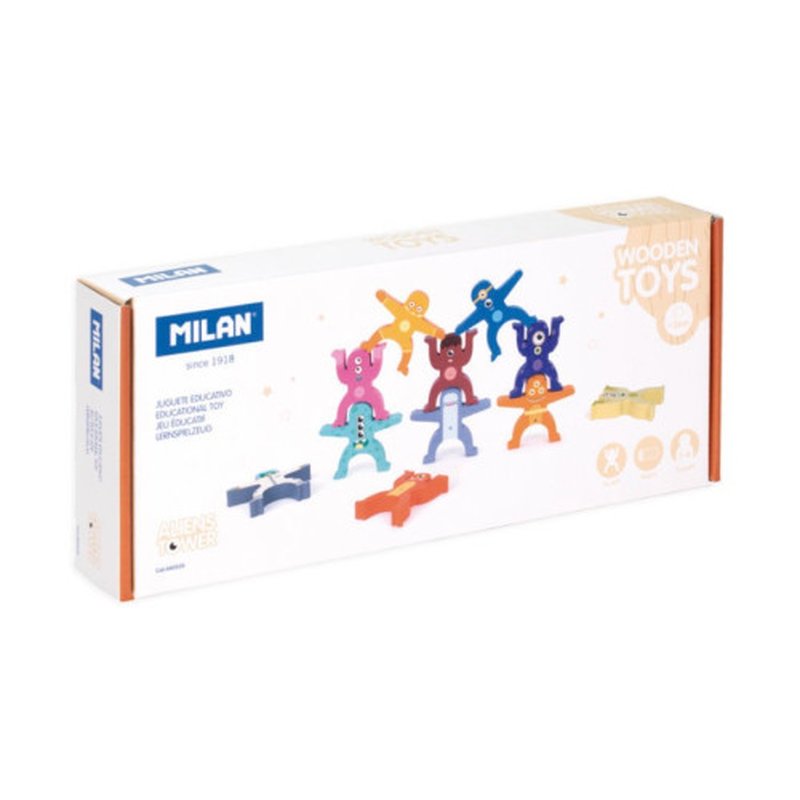 JUGUETE EDUCATIVO DE MADERA TORRE DE FIGURAS 'ALIENS TOWER' MILAN 660520 JUGUETE EDUCATIVO DE MADERA TORRE DE FIGURAS 'ALIENS TOWER' MILAN 660520