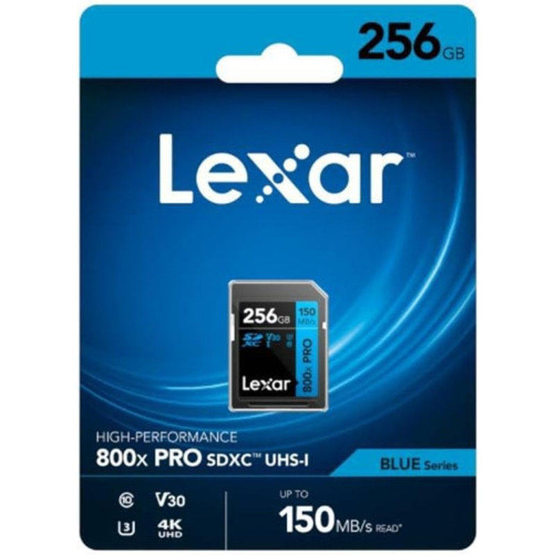 LEXAR 256GB PROFESSIONAL 800X PRO SDXC UHS-I CARDS,  UP TO 150MB/S READ 45MB/S WRITE C10 V30 U3 - Imagen 2