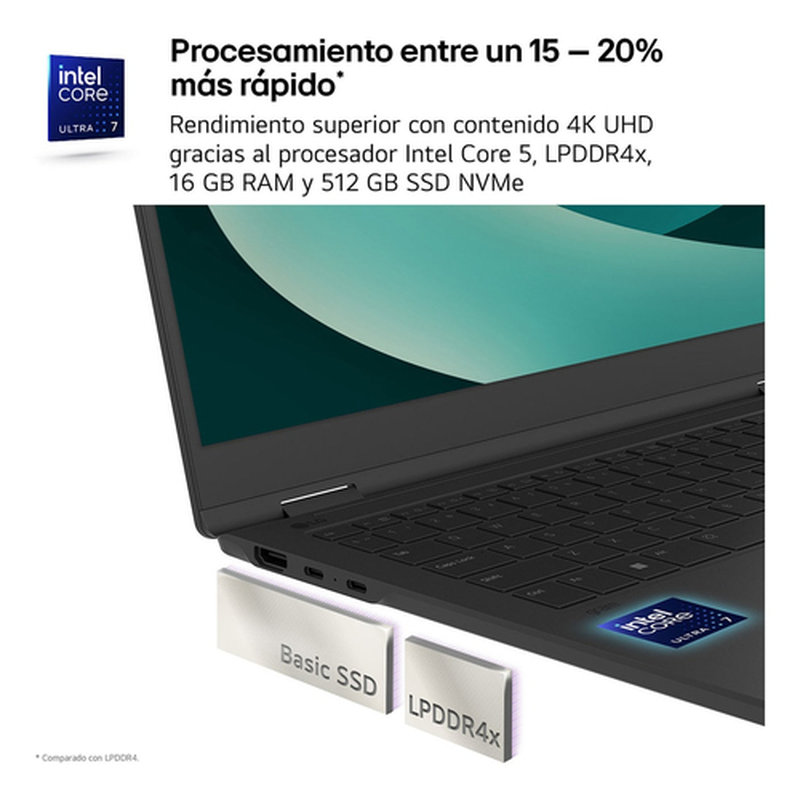LG 14ZD90RU-G.AX55 ordenador portatil Intel® Core™ i5 i5-1334U Portátil 35,6 cm (14") WUXGA 16 GB LPDDR4x-SDRAM 512 GB SSD Wi-Fi 6E (802.11ax) FreeDOS Español Negro - Imagen 4