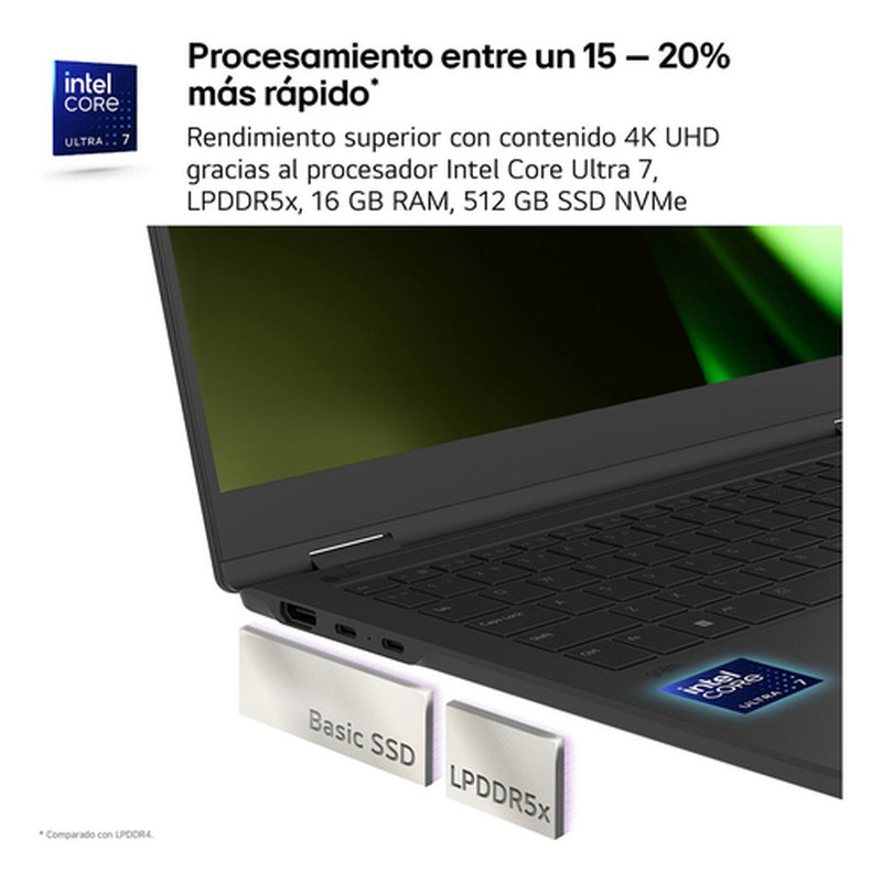 LG Gram 14Z90S Intel Core Ultra 7 155H Portátil 35,6 cm (14") WUXGA 16 GB LPDDR5-SDRAM 512 GB SSD Wi-Fi 6E (802.11ax) Windows 11 Pro Negro LG Gram 14Z90S Intel Core Ultra 7 155H Portátil 35,6 cm (14") WUXGA 16 GB LPDDR5-SDRAM 512 GB SSD Wi-Fi 6E (802.11ax) Windows 11 Pro Negro - Imagen 6