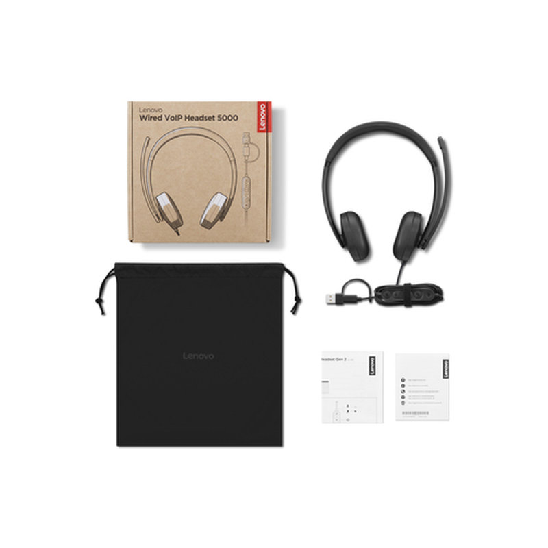 Lenovo VoIP Headset 5000 Auriculares Alámbrico Diadema Oficina/Centro de llamadas USB Tipo C Negro Lenovo VoIP Headset 5000 Auriculares Alámbrico Diadema Oficina/Centro de llamadas USB Tipo C Negro - Imagen 9