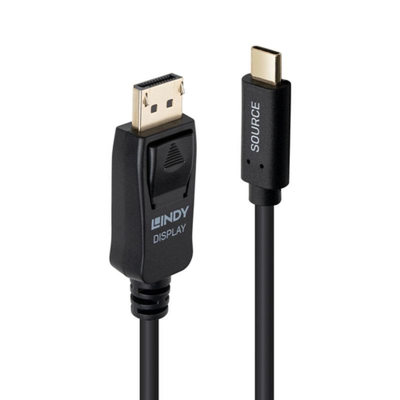 Lindy 43501 adaptador de cable de vídeo 2 m USB Tipo C DisplayPort Negro