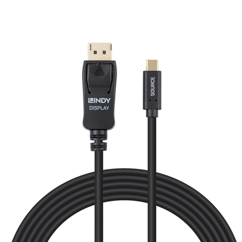Lindy 43501 adaptador de cable de vídeo 2 m USB Tipo C DisplayPort Negro - Imagen 2