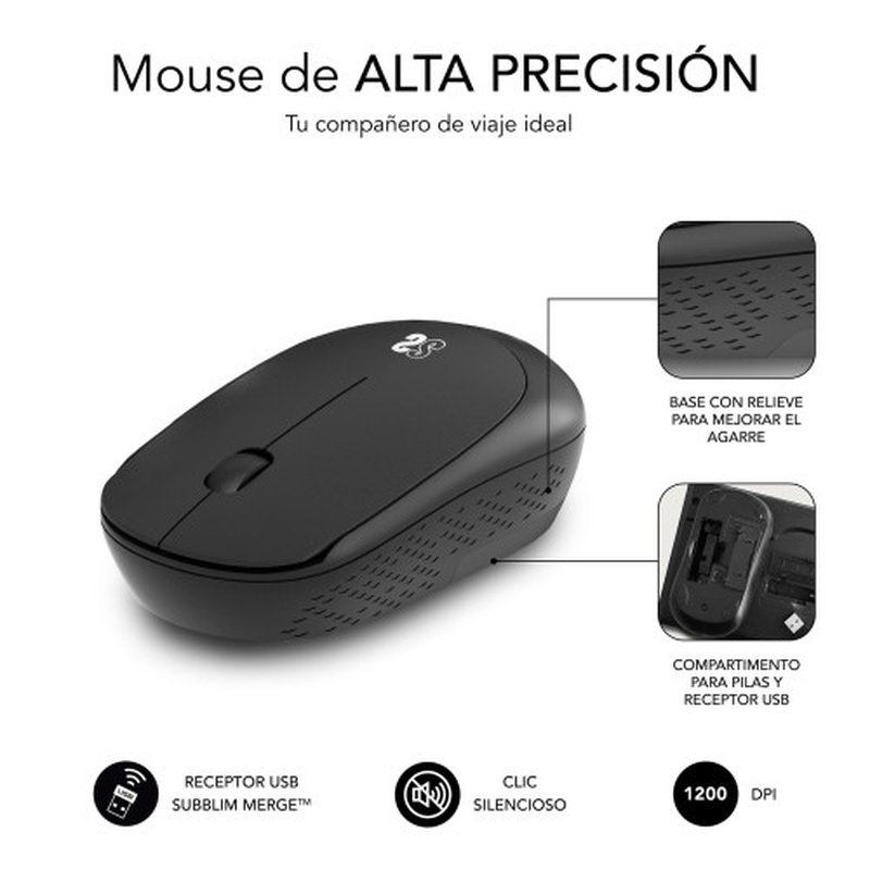 MOUSE SUBBLIM HARMONY WIRELESS BLACK + ALFOMBRILLA XL BLACK MOUSE SUBBLIM HARMONY WIRELESS BLACK + ALFOMBRILLA XL BLACK - Imagen 6