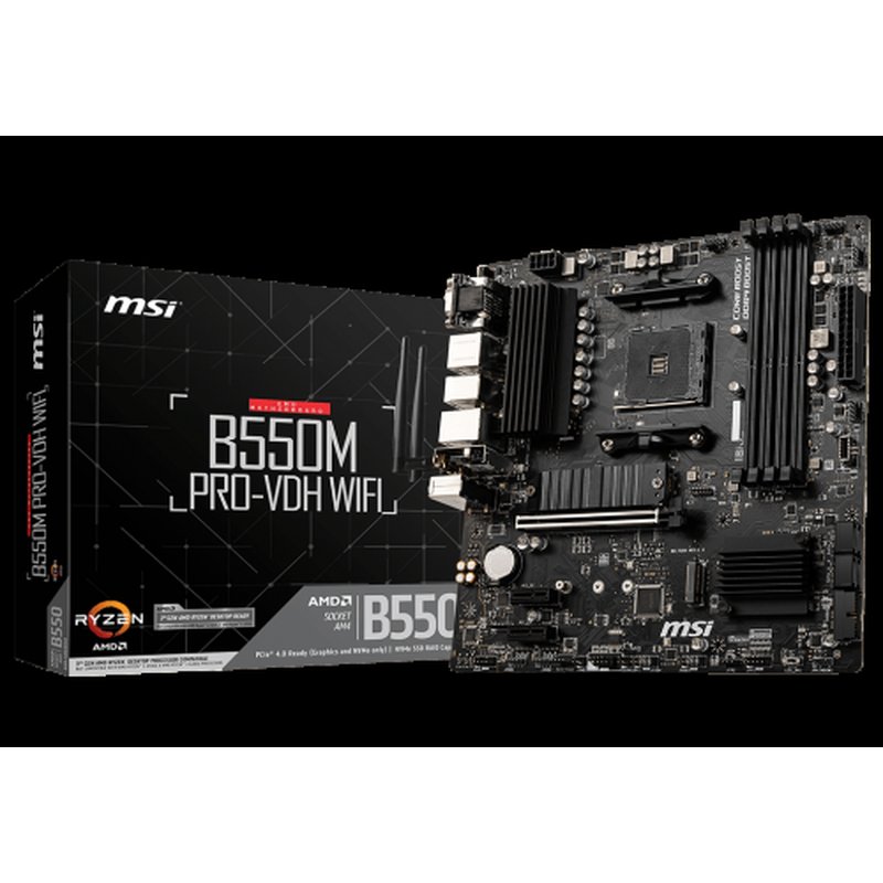 MSI B550M PRO-VDH WIFI placa base AMD B550 Zócalo AM4 micro ATX MSI B550M PRO-VDH WIFI placa base AMD B550 Zócalo AM4 micro ATX