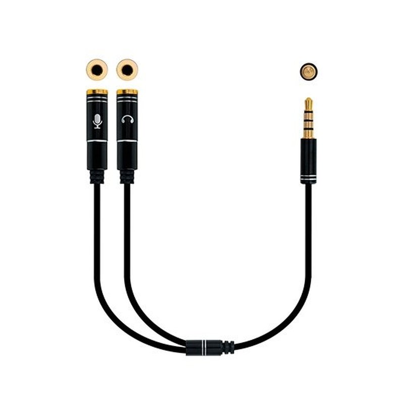 Nanocable Cable adaptador Audio Jack 3.5/M 4pines - 2xJack 3.5/H 3pines, negro, 30 cm Nanocable Cable adaptador Audio Jack 3.5/M 4pines - 2xJack 3.5/H 3pines, negro, 30 cm