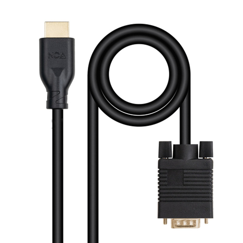 Nanocable Cable conversor VGA/M a HDMI/M, Negro, 1.8m
