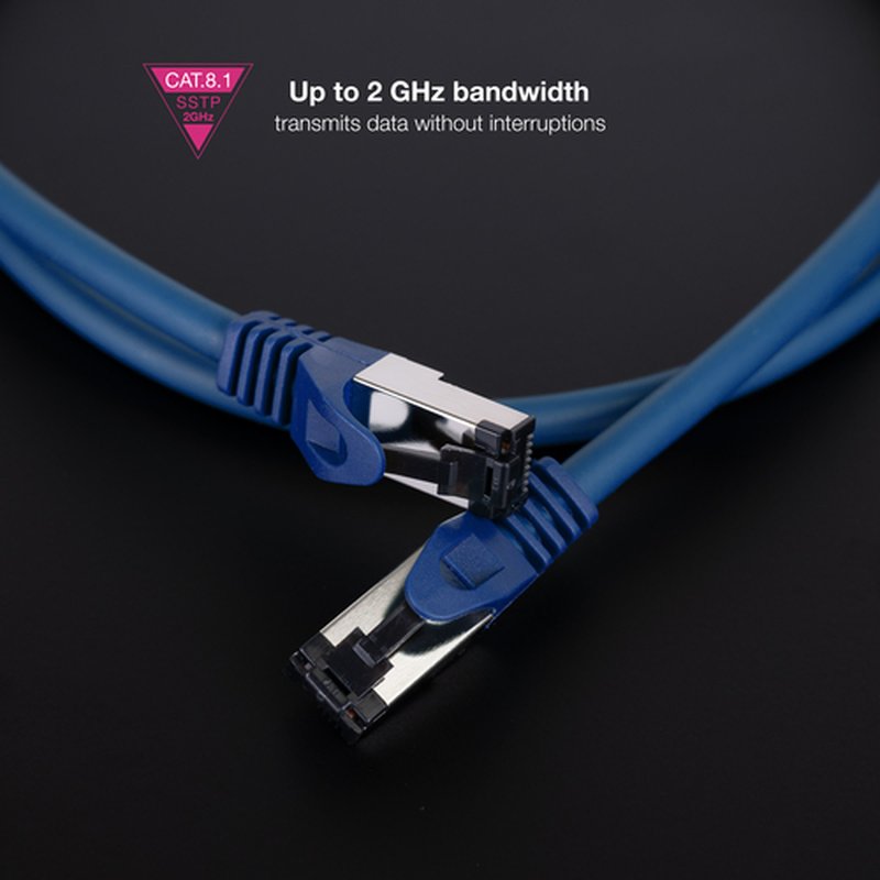 Nanocable Cable de Red Latiguillo Cat.8.1 2GHz LSZH SSTP AWG26, Azul, 25 cm - Imagen 4