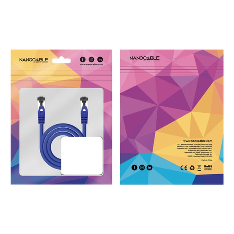Nanocable Cable de Red Latiguillo Cat.8.1 2GHz LSZH SSTP AWG26, Azul, 25 cm - Imagen 5