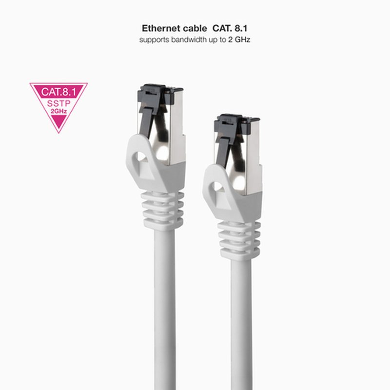 Nanocable Cable de Red Latiguillo Cat.8.1 2GHz LSZH SSTP AWG26, Gris, 25 cm - Imagen 2