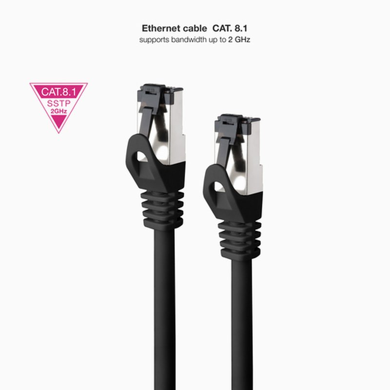 Nanocable Cable de Red Latiguillo Cat.8.1 2GHz LSZH SSTP AWG26, Negro, 25 cm Nanocable Cable de Red Latiguillo Cat.8.1 2GHz LSZH SSTP AWG26, Negro, 25 cm - Imagen 2