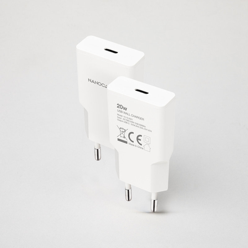 NANOCABLE CARGADOR USB-C/PD 20W, BLANCO NANOCABLE CARGADOR USB-C/PD 20W, BLANCO - Imagen 2