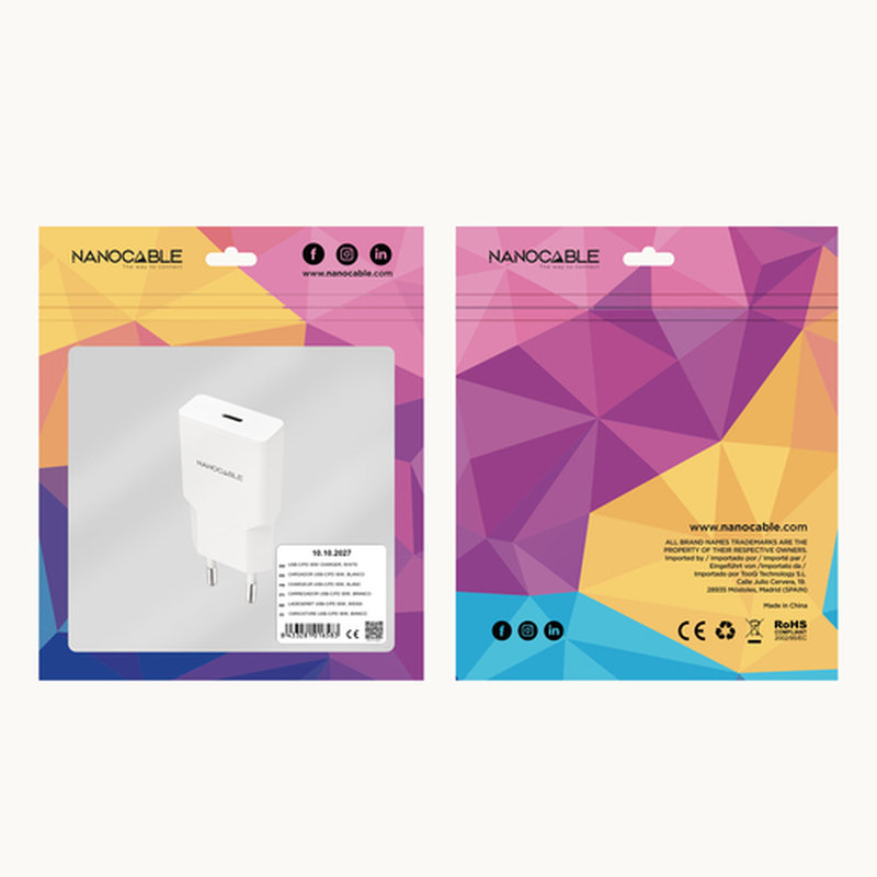 NANOCABLE CARGADOR USB-C/PD 30W, BLANCO NANOCABLE CARGADOR USB-C/PD 30W, BLANCO - Imagen 3